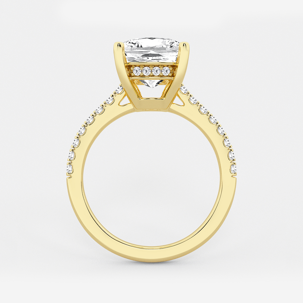 Additional Image 1 for  5 1/3 ctw Elongated Cushion Lab Grown Diamond Hidden Halo Engagement Ring